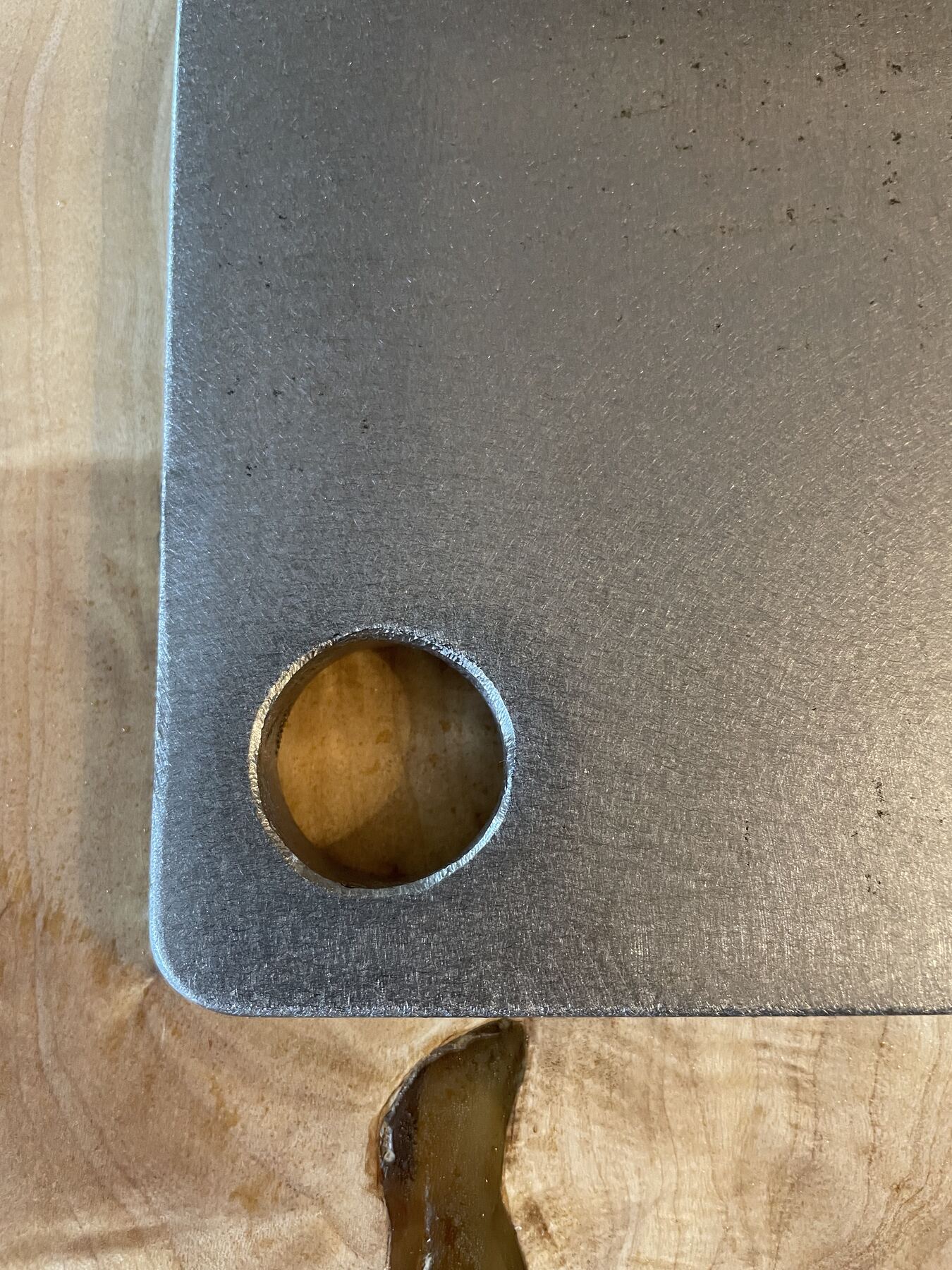 Full plate view on a maple slab.